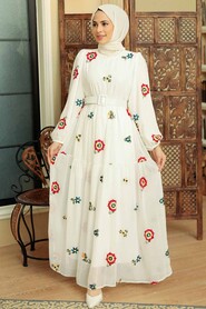 White Hijab Dress 10270B - 1