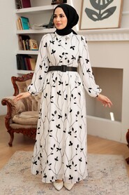 White Hijab Dress 10287B - 1