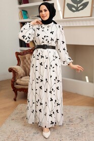 White Hijab Dress 10287B - 2