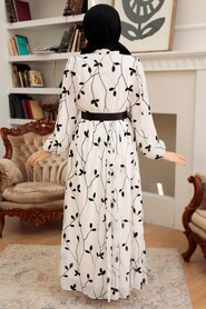 White Hijab Dress 10287B - 3