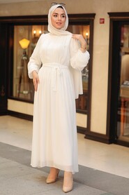 White Hijab Dress 10337B - 2