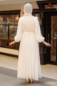 White Hijab Dress 10337B - 3
