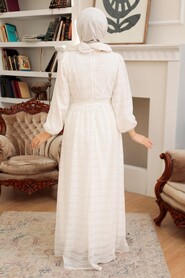 White Hijab Dress 10404B - 2