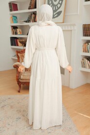 White Hijab Dress 10414B - 2