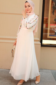 White Hijab Dress 10623B - 1