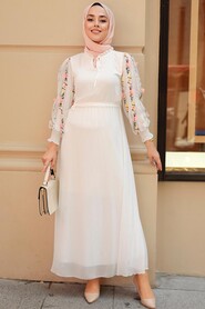 White Hijab Dress 10623B - 3