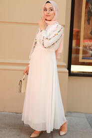 White Hijab Dress 10623B - 2