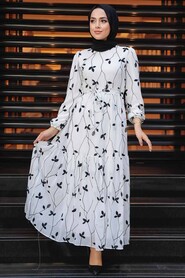 White Hijab Dress 11278B - 2