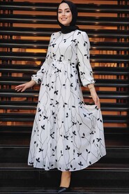 White Hijab Dress 11278B - 1