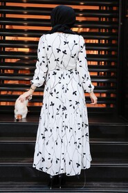 White Hijab Dress 11278B - 4