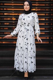 White Hijab Dress 11278B - 3