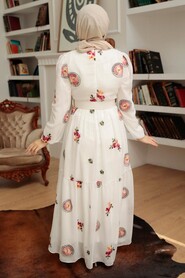 White Hijab Dress 12040B - 2
