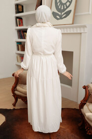 White Hijab Dress 13290B - 2