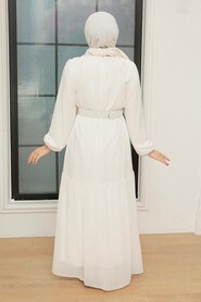 White Hijab Dress 20804B - 5