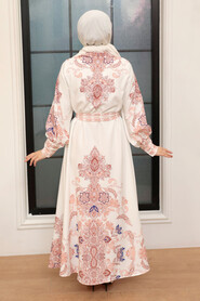 White Hijab Dress 21719B - 3