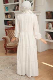 White Hijab Dress 22912B - 2