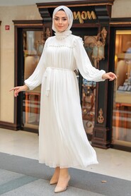 White Hijab Dress 24510B - 2