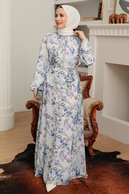 White Hijab Dress 279074B - NEVA STYLE