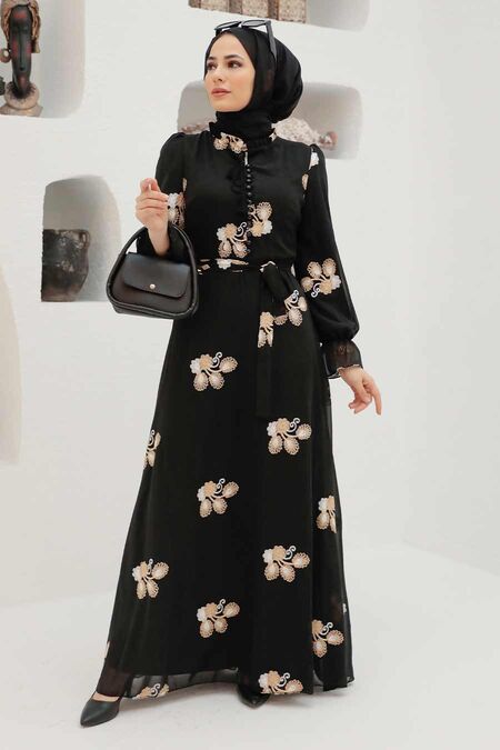 White Hijab Dress 32941B - NEVA STYLE