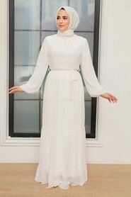 White Hijab Dress 5726B - 1