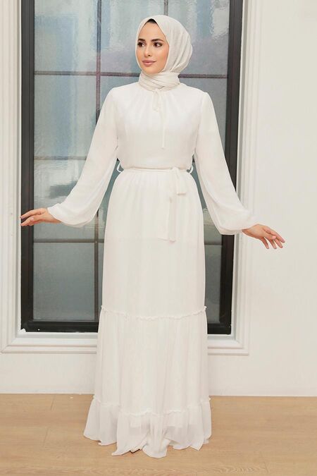 White Hijab Dress 5726b Neva 8572