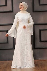  Modern White Islamic Clothing Wedding Dress 2567B - 1