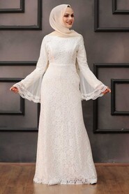  Modern White Islamic Clothing Wedding Dress 2567B - 2