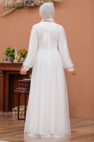  Luxury White Islamic Engagement Gown 3497B - 2
