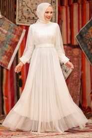  Plus Size White Islamic Wedding Gown 50080B - 1