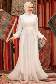  Plus Size White Islamic Wedding Gown 50080B - 2