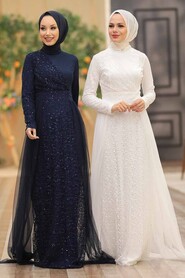  Plus Size White Islamic Wedding Dress 5345B - 3