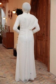  Plus Size White Hijab Evening Dress 56180B - 2