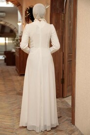Neva Style -Plus Size White Modest Islamic Clothing Wedding Dress 56280B - Thumbnail
