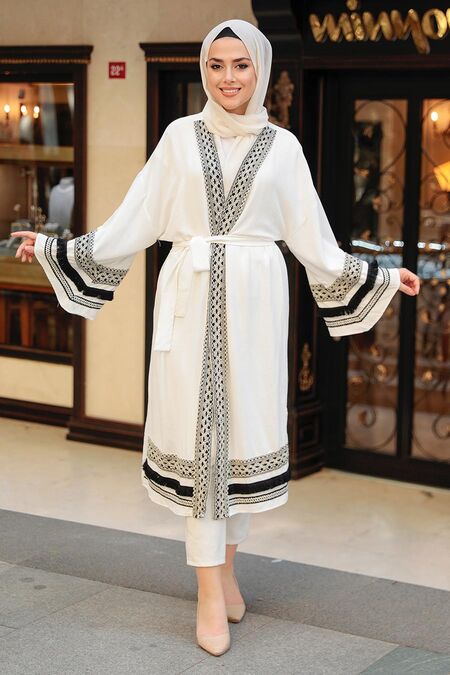 White Hijab Kimono 10455B - NEVA STYLE