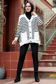 White Hijab Knitwear Cardigan 2684B - 1