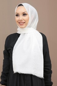 White Hijab Shawl 4780B - 1