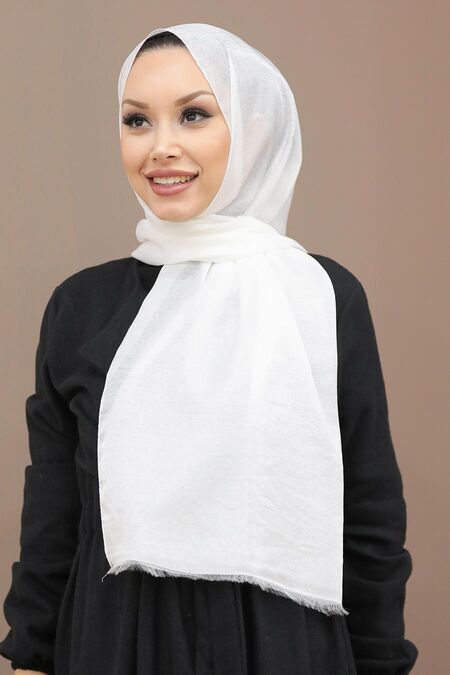 White Hijab Shawl 4780B - NEVA STYLE