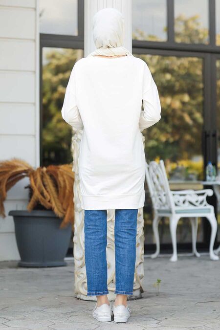 White Hijab Sweatshirt Tunic 42010B