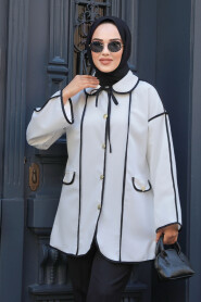 White Modest Coat 12162B - 3