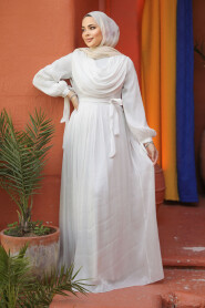 White Modest Prom Dress 44591B - 1