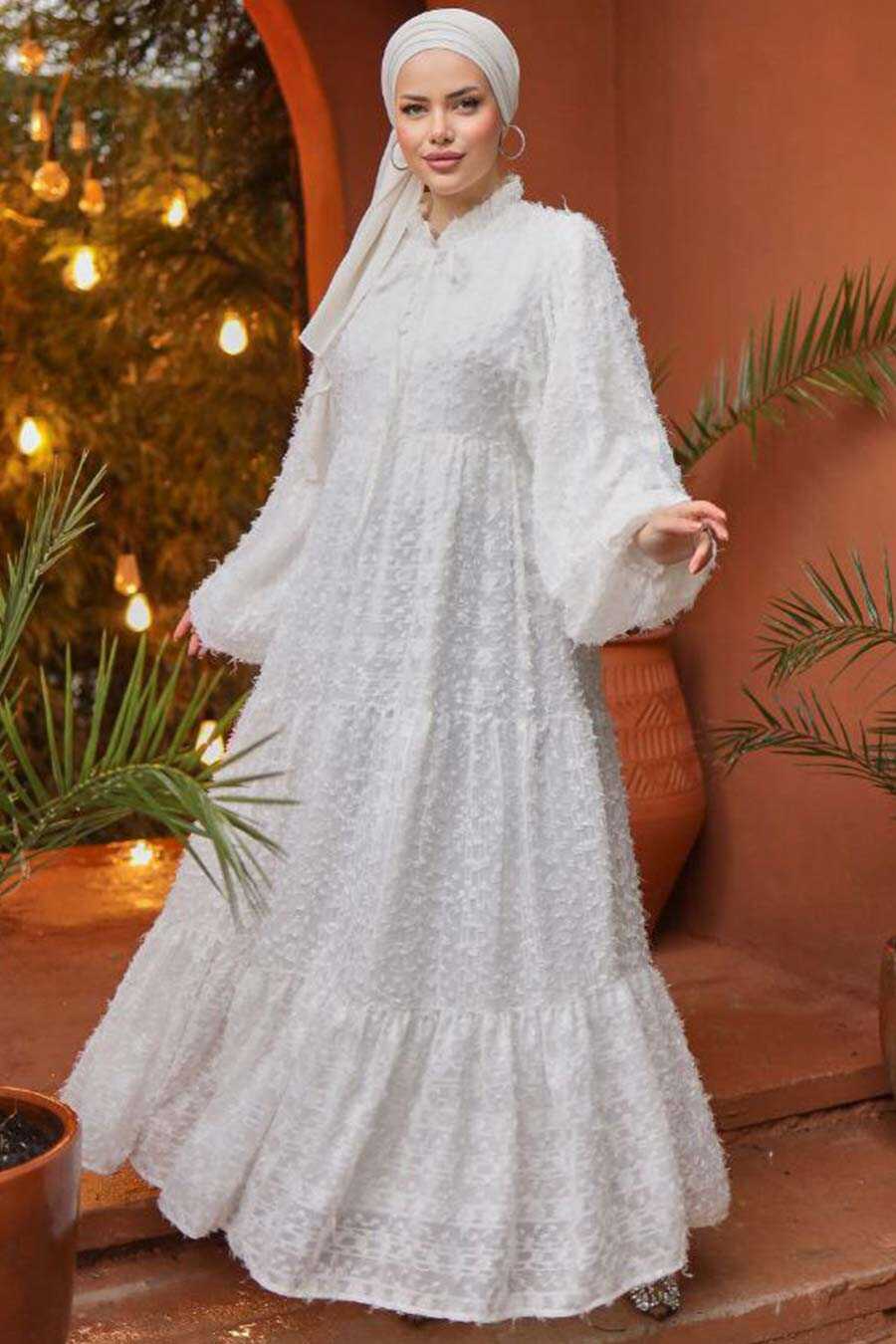 White Modest Summer Dress 14101B