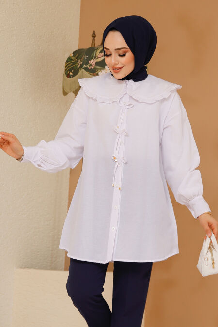 White Modest Top 10074B - NEVA STYLE