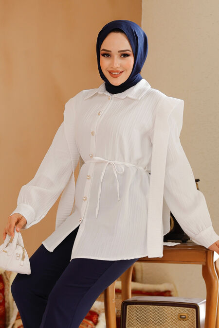 White Modest Tunic 10131B - NEVA STYLE