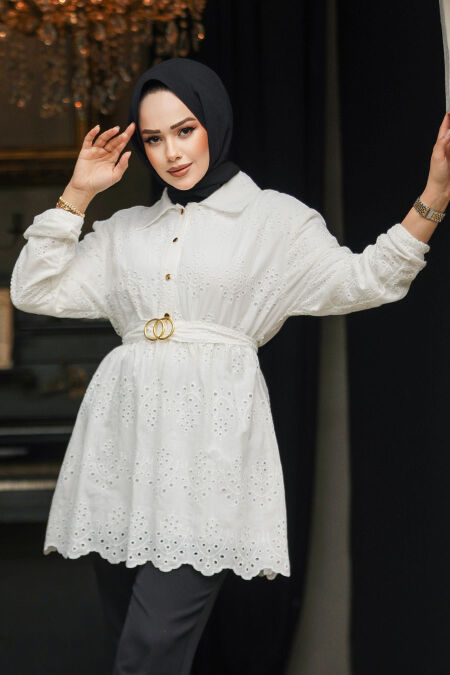 White Modest Tunic 14252B - NEVA STYLE