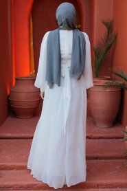 White Modest Wedding Dress 4448B - 4