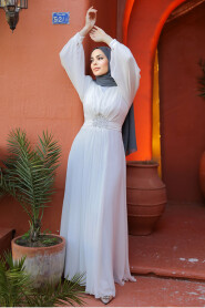 White Modest Wedding Dress 4448B - 3