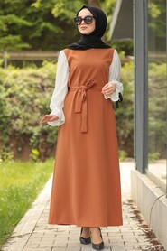 Yellowish Brown Hijab Daily Dress 1492TB - 2