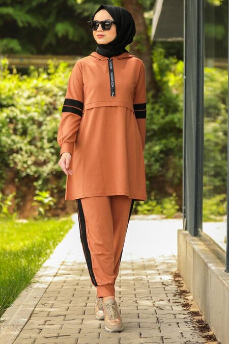 Yellowish Brown Hijab Dual Suit Dress Tb Neva Style Com