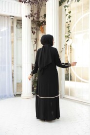 Zippered Black Modest Abaya 26212S - 4