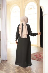Zippered Dark Khaki Modest Abaya 26381KHK - 4